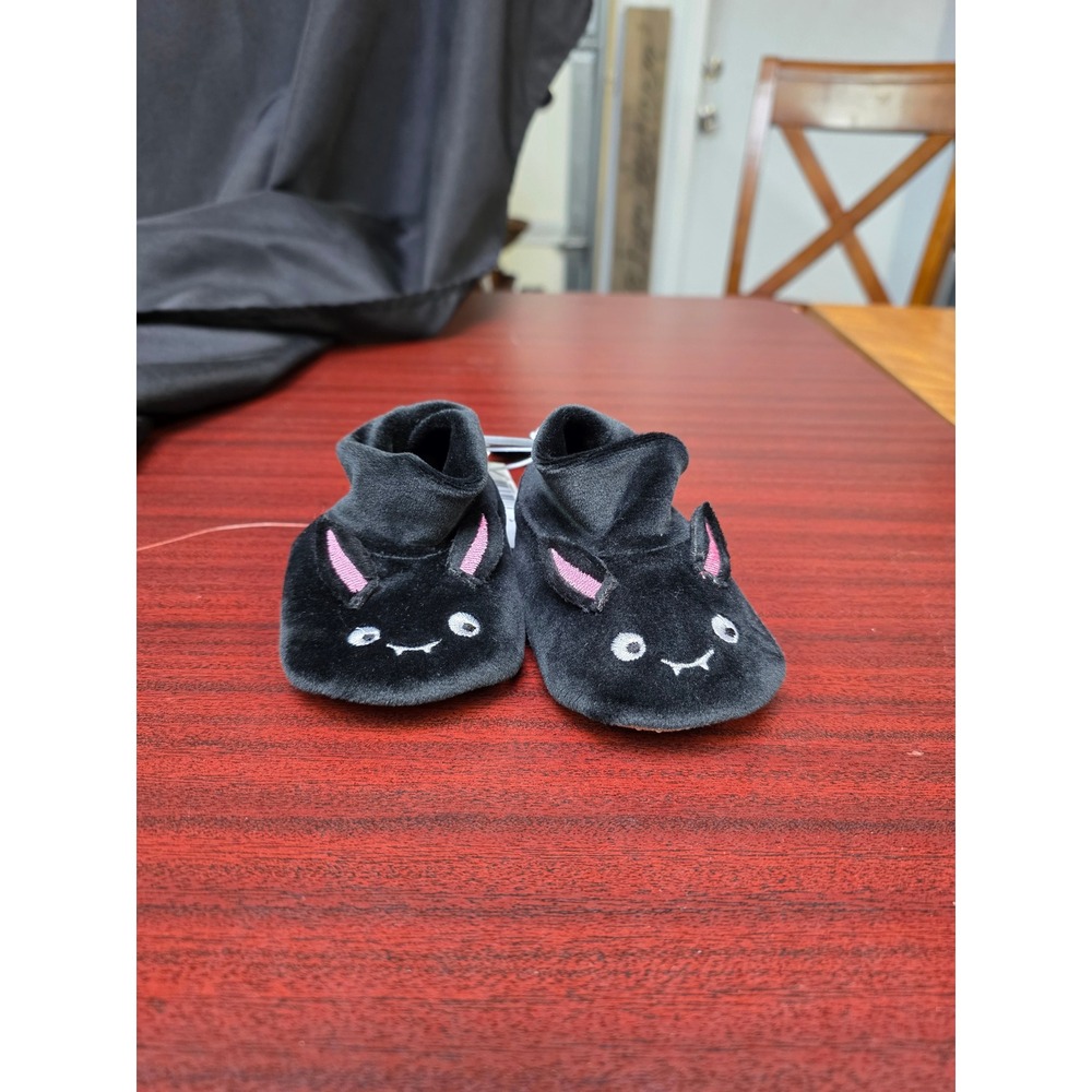 New Baby Black Velvet Vampire Bat Halloween Booties Slippers 6-12M